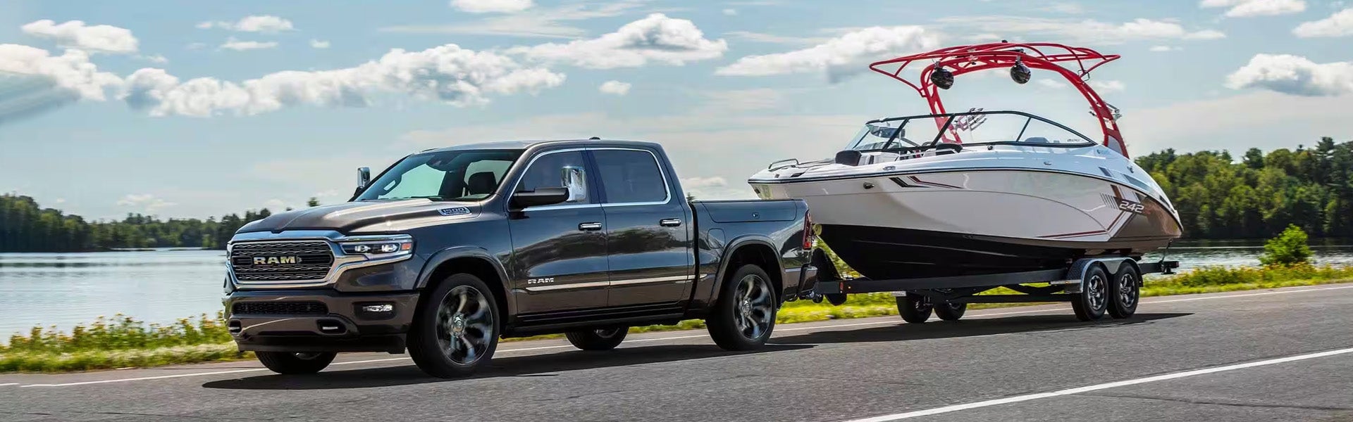 2024 RAM 1500 towing a boat